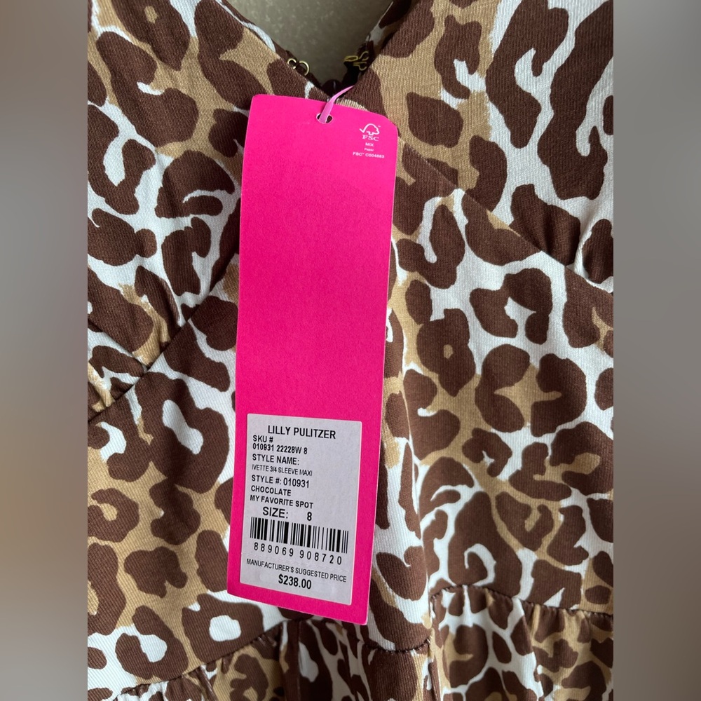 New Lilly Pulitzer Ivette 3/4 Sleeve Maxi Dress Chocolate My Favorite Spot 8 - Picture 12 of 15